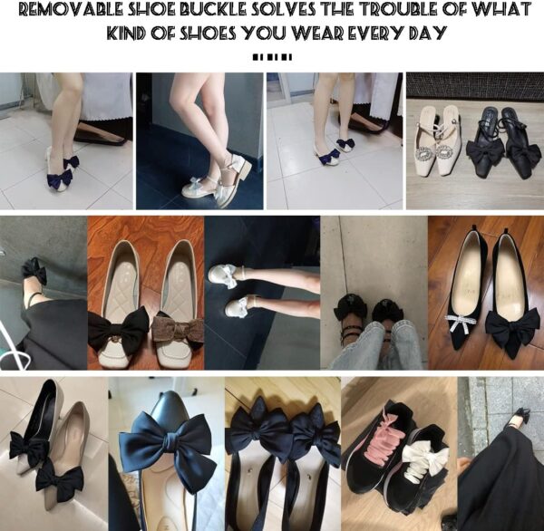 2 Pcs Satin Bow Shoe Clips Removable Solid Color Shoe Clips ...