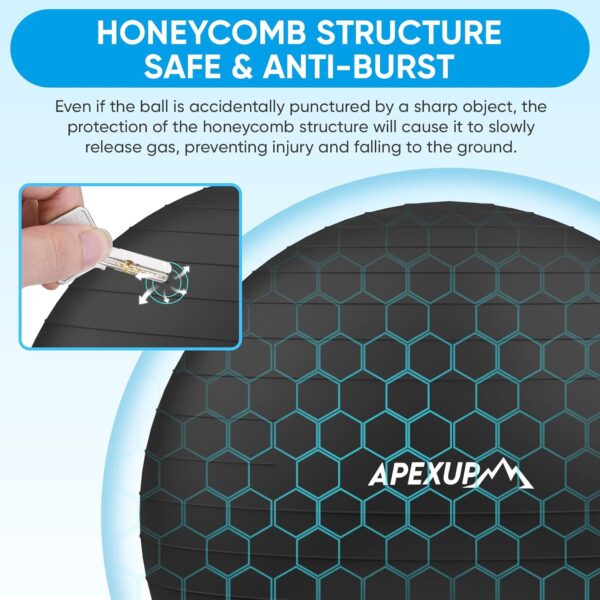 APEXUP Yoga & Pilates Ball - Anti Slip Heavy Duty Gym Ball f...