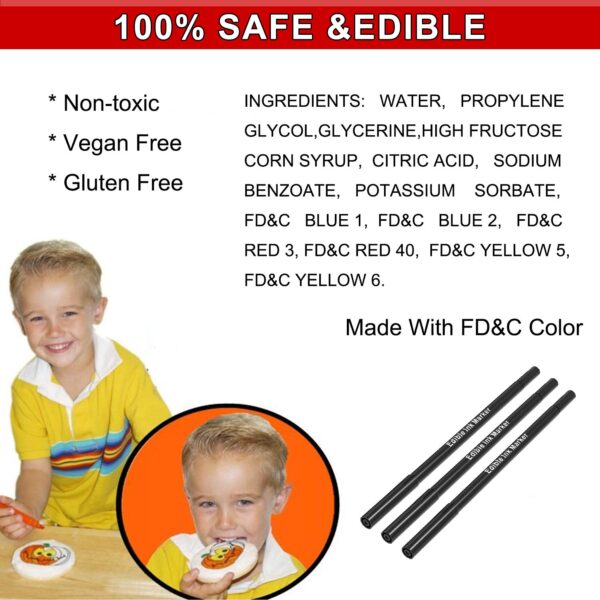 3pcs Black Food Coloring Markers, Double Sided with Ultra Fi...