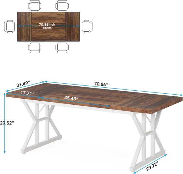 Tribesigns Farmhouse Dining Table for 6 People, 70.8-Inch Re...