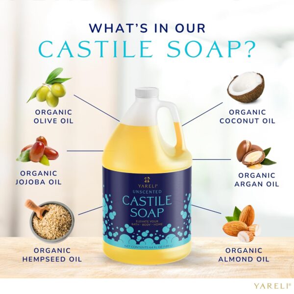 Pure Castile Soap Liquid, Unscented, with All Organic Oils f...
