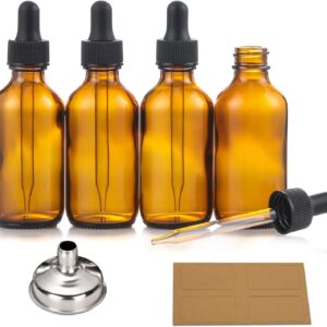 AOZITA 4 Pack, 2 oz Dropper Bottles with 1 Funnel & 4 Labels...