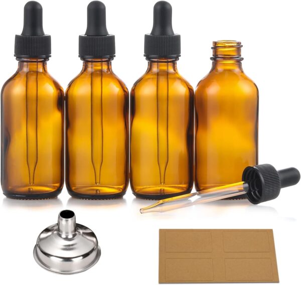 AOZITA 4 Pack, 2 oz Dropper Bottles with 1 Funnel & 4 Labels...