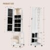 LED Jewelry Cabinet, 66" Jewelry Armoire with Clothes Rack, ...