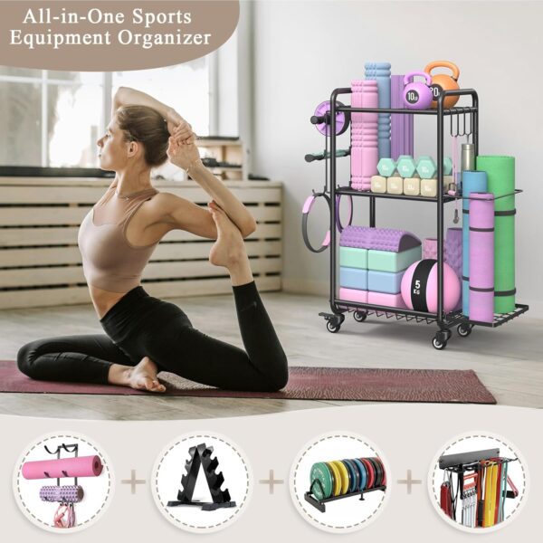 Weight Rack for Home Gym, All in One Yoga Mat Storage Rack, ...