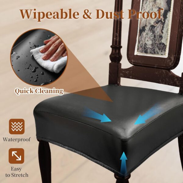 Waterproof Dining Chair Seat Covers Leather Kitchen Seat Cov...
