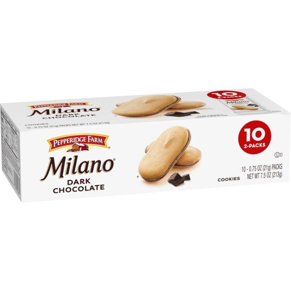 Pepperidge Farm Milano Cookies, Dark Chocolate, 10 Packs, 2 ...