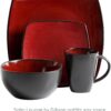 Gibson Soho Lounge Square Reactive Glaze Dinnerware Set, Red...
