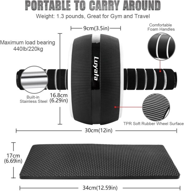 Ab Roller Wheel, 10-In-1 Ab Exercise Wheels Kit with Resista...