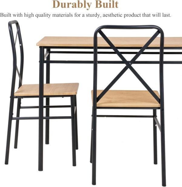 VECELO 5-Piece Kitchen Dining Table Set, Wood Tabletop & Hea...