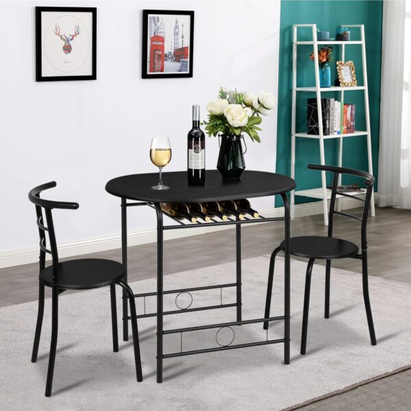 VINGLI 3 Piece Dining Set,Small Kitchen Table Set for 2,Brea...