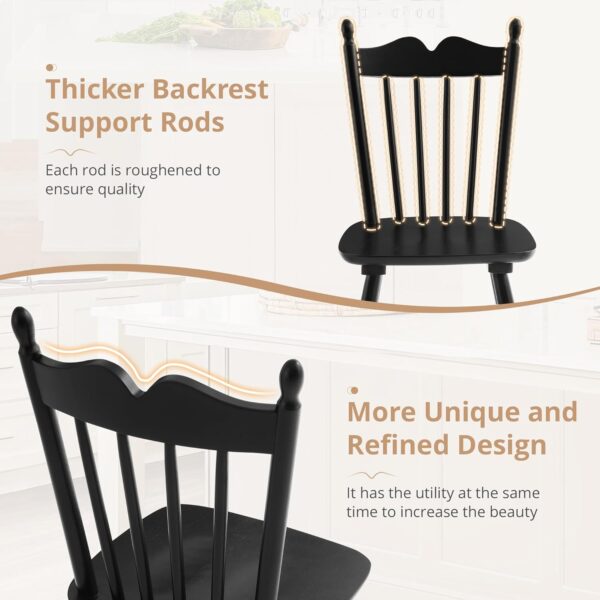 LUE BONA Black Dining Chairs Set of 4, Windsor Wooden Dining...