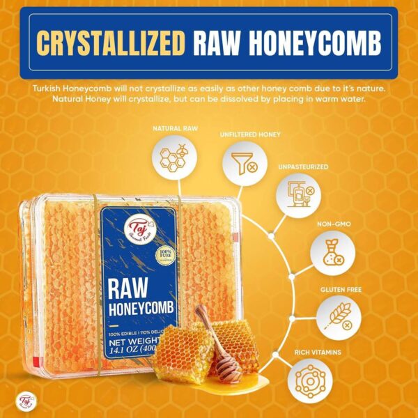 Taj Gourmet All Natural Raw Honeycomb 100% Honey Pure Turkis...