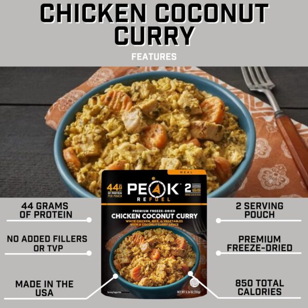 Peak Refuel Chicken Coconut Curry | Freeze Dried Backpacking...