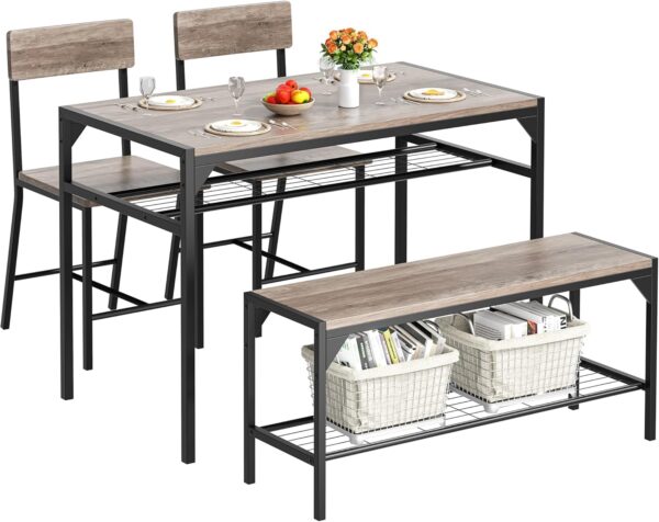 Shintenchi Kitchen Table Chairs Set of 4, Dining Table Set f...