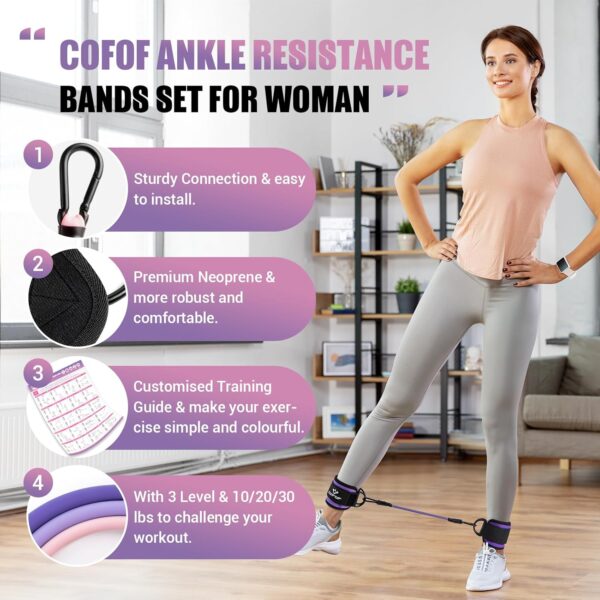 Ankle Resistance Bands With Cuffs for Working Out, Kickbacks...