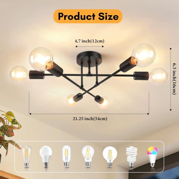 Modern Sputnik Chandelier 6-Light Industrial Ceiling Lights ...