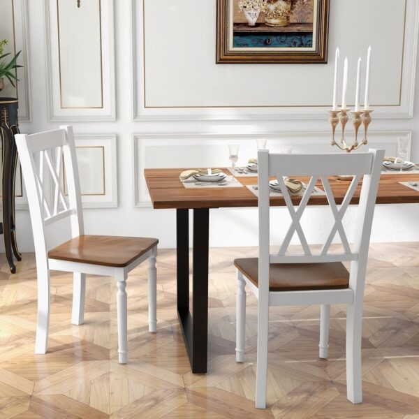 Giantex Dining Room Chairs Set of 2 White, Wooden Farmhouse ...