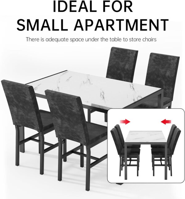 AWQM Products 5-Piece Marble Dining Set, Modern Kitchen Tabl...