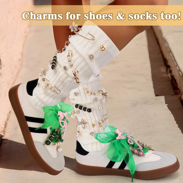AIERSA Shoes Charms for Sneakers Socks, 47pcs Pearl Shoe Lac...