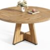 LITTLE TREE Round Dining Table for 4-6 People, 47 Inches wit...
