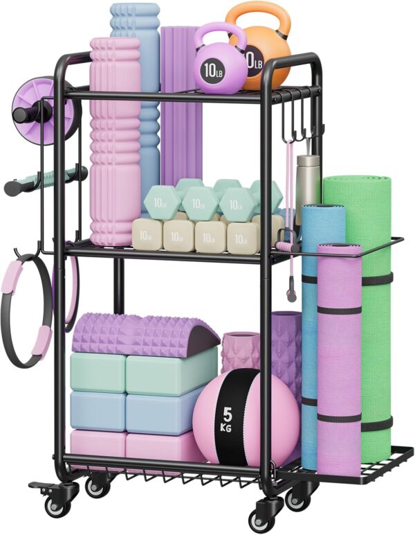 Weight Rack for Home Gym, All in One Yoga Mat Storage Rack, ...