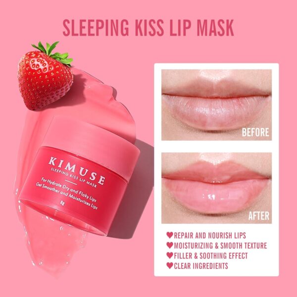KIMUSE Lip Mask Set, 4PCS Lip Sleeping Mask Overnight Treatm...