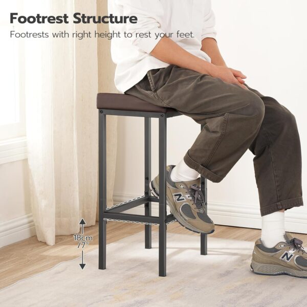 HOOBRO Bar Chairs, Set of 2 Counter Height Saddle Stools wit...