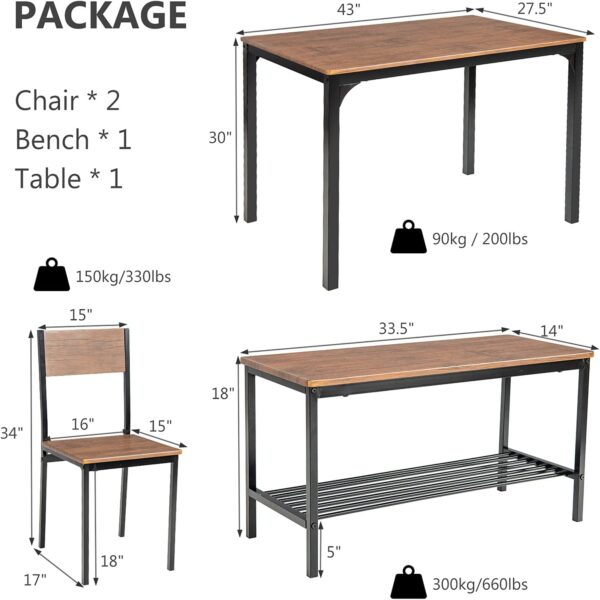 Giantex Dining Table Set for 4, 43" Kitchen Table and Chairs...