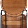 6 Pcs Best Wooden Coasters with Holder Coffee Table Decor Ac...