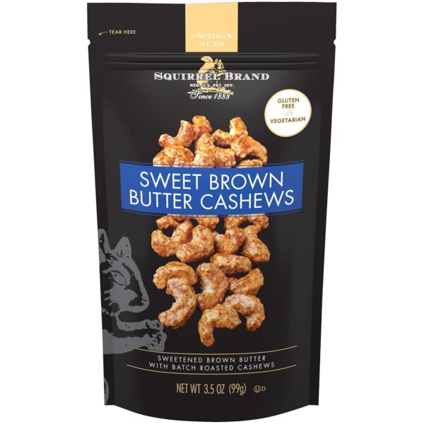 Squirrel Brand Sweet Brown Butter Cashews, 3.5 Ounces Reseal...