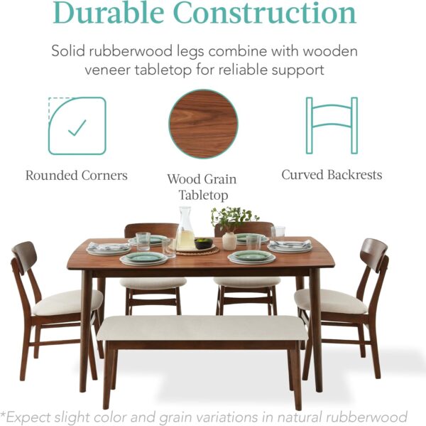 Best Choice Products 6-Piece Wooden Dining Set, Mid-Century ...