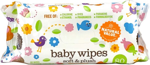 Natural Value All Natural Soft & Gentle Baby Wipes, 80 Wipes...