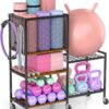 5 Tier Dumbbell Rack, Yoga Mat Storage Holder, Home Gym Stor...