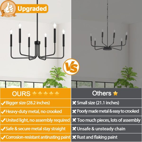 Black Chandelier, 6-Light Farmhouse Chandelier for Dining Ro...