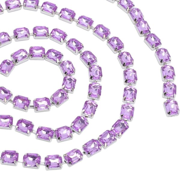 Rhinestone Trim Chain 8x10mm Light Purple Rectangle Decor Ac...