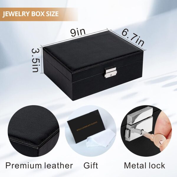 Jewelry Boxes for Women Girls 2 Layers leather Jewelry Organ...