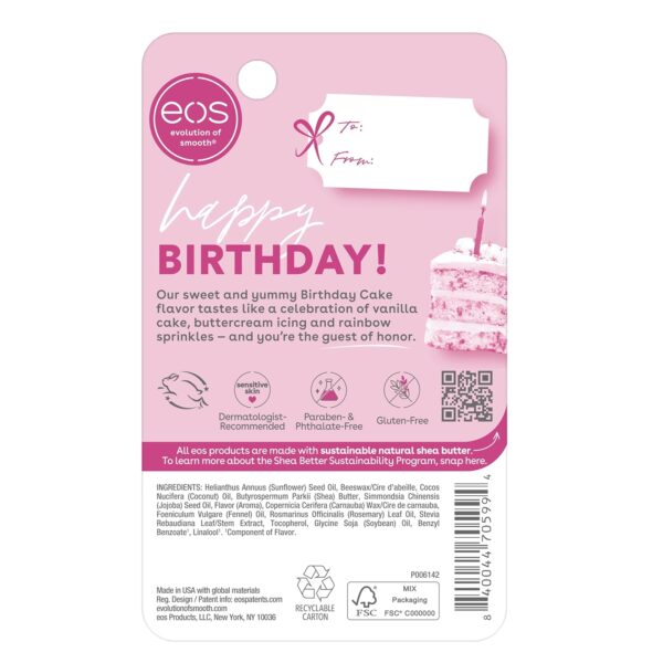 eos Natural Shea Lip Balm- Birthday Cake, All-Day Moisture L...