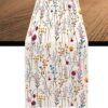 Watercolor Wild Flowers Table Runner, Seasonal Summer Holida...