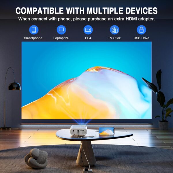 Mini Projector, VISSPL Full HD 1080P Video Projector, Portab...