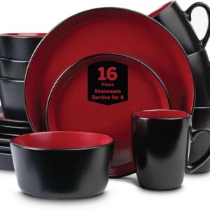 Stone Lain Albie Stoneware 16 Piece Dinnerware Set, Plates a...