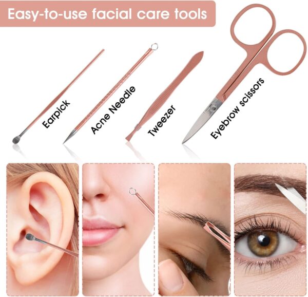 Nail Clippers and Beauty Tool Portable Set, Rose Gold Marten...