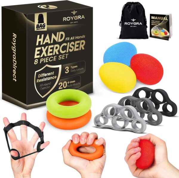 roygra Grip Strength Trainer (8 Pack), Forearm Strengthener,...
