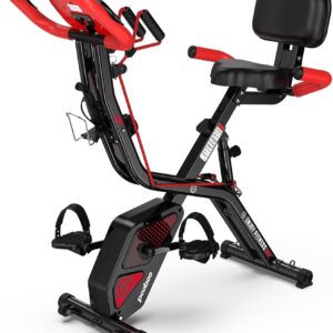 pooboo Folding Exercise Bike, Foldable Fitness Stationary Bi...