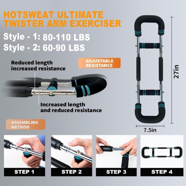 Twister Arm Exerciser Chest Workout,Portable Power Twister B...