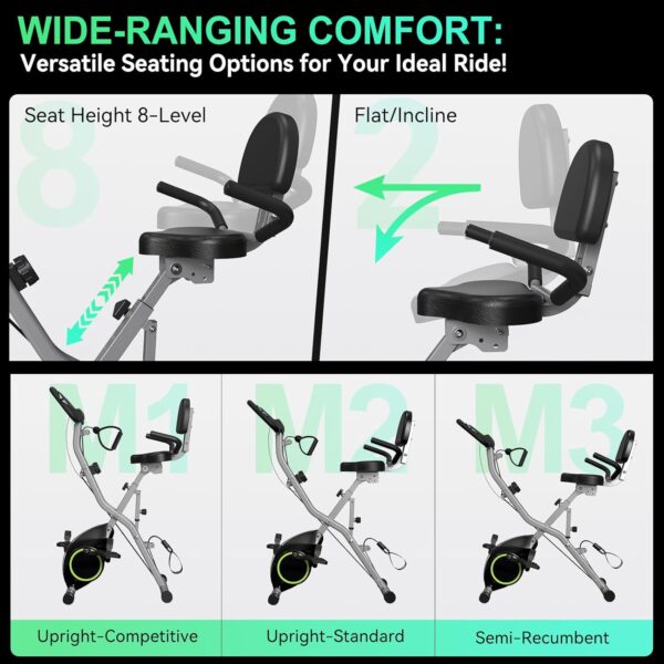 Foldable Exercise Bike Stationary Bikes for Home, 5 IN 1 Ind...
