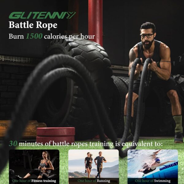 Battle Ropes Black Workout Rope 1 inch Battle Ropes for Home...