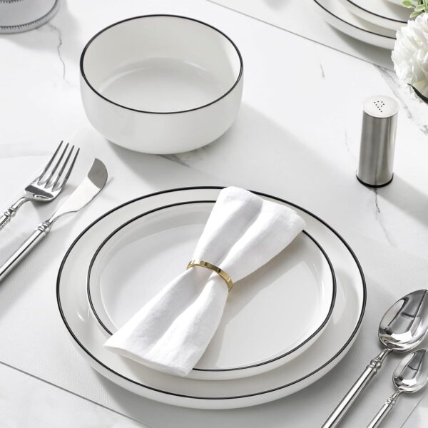 MALACASA Plates and Bowls Sets, 12 Pieces Modern Porcelain D...