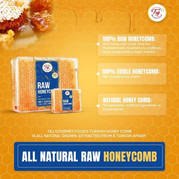Taj Gourmet All Natural Raw Honeycomb 100% Honey Pure Turkis...