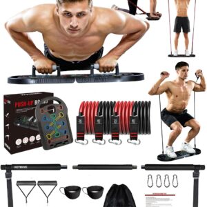 HOTWAVE Push Up Board Fitness, Portable Foldable 20 in 1 Pus...